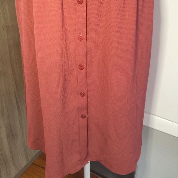 Burnt Red Waist Clasp Sleeveless Button Dress 3X - Picture 4 of 8